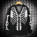 Men's Skeleton Knit Cardigan – V-Neck Button Front