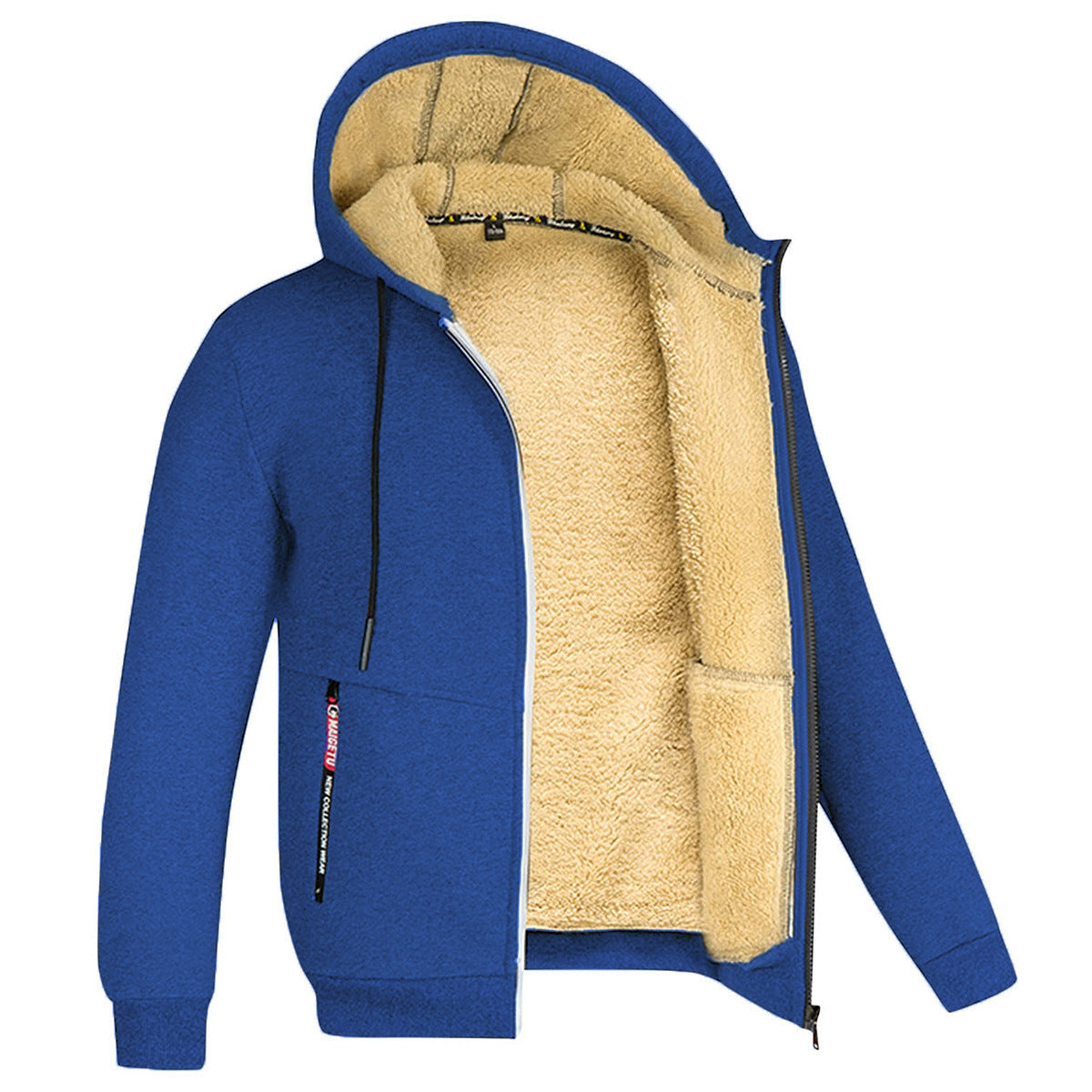 Men's Contrast-Lined Full-Zip Hooded Jacket