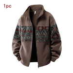 Men's Ethnic-Pattern Fleece-Lined Knit Coat