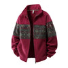 Men's Ethnic-Pattern Fleece-Lined Knit Coat