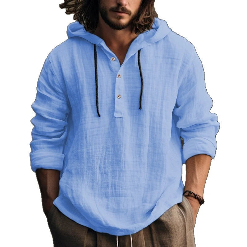 Men's Cotton-Linen Hoodie – Lightweight Everyday Layer