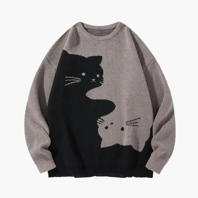 Baggy Cat Graphic Knit Sweater