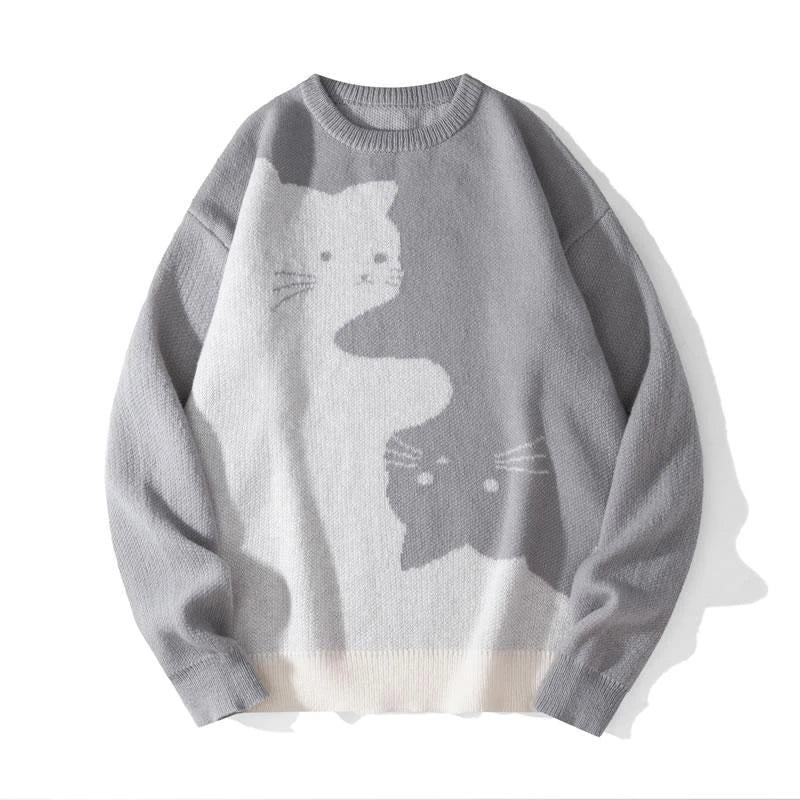 Baggy Cat Graphic Knit Sweater