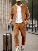 Sporty Men’s Striped Fleece Track Set