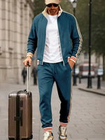 Sporty Men’s Striped Fleece Track Set