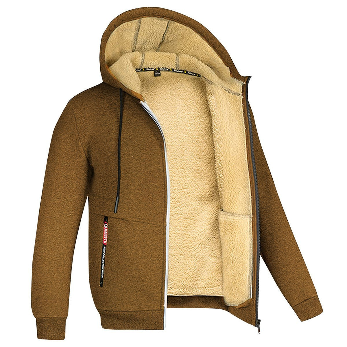 Men's Contrast-Lined Full-Zip Hooded Jacket