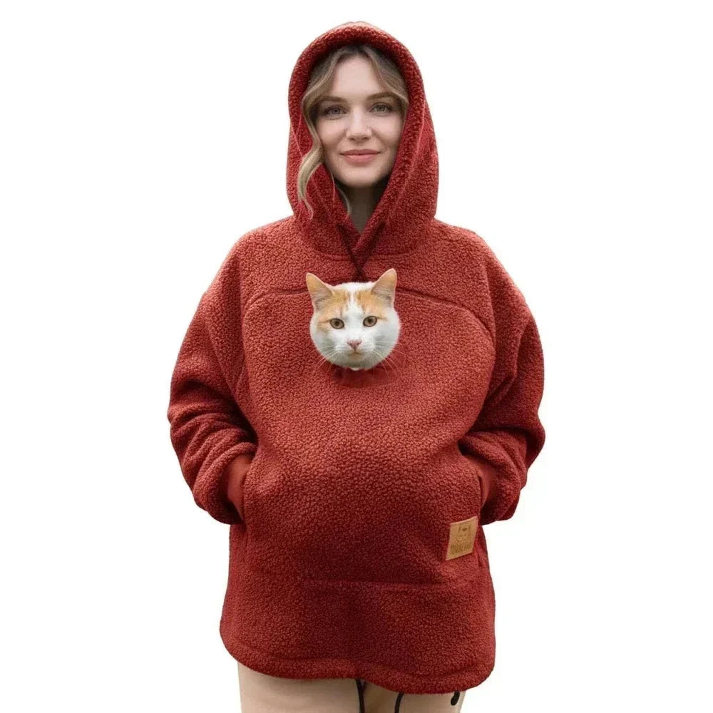Pet Pocket Hoodie unisex hooded sweatshirt made of lamb wool