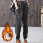 Plus-Size Corduroy Pants – Elastic-Waist Straight Leg