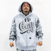 FB County Rhinestone Tatted Up Oversized Hoodie in Grey & Black