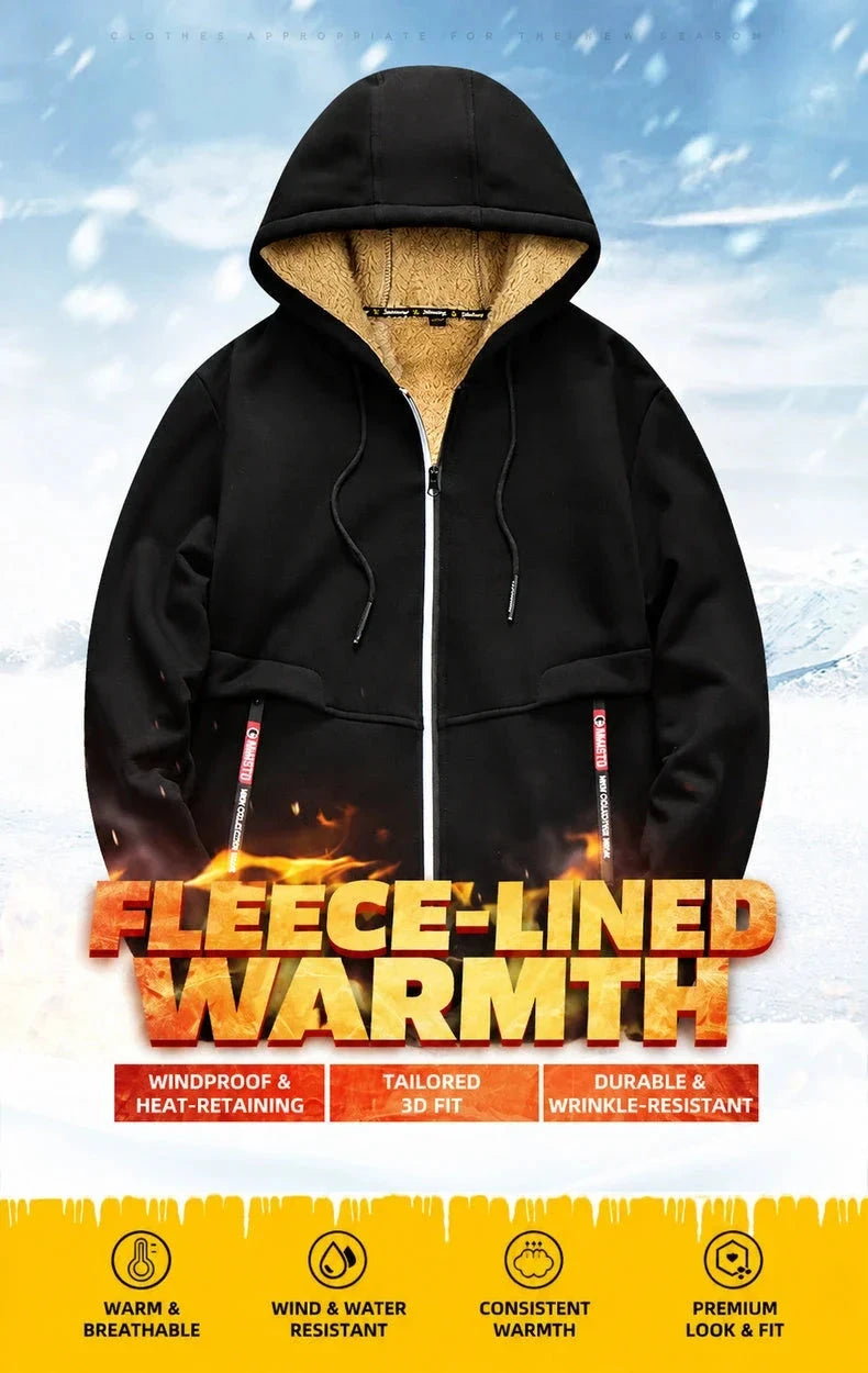 Men's Contrast-Lined Full-Zip Hooded Jacket