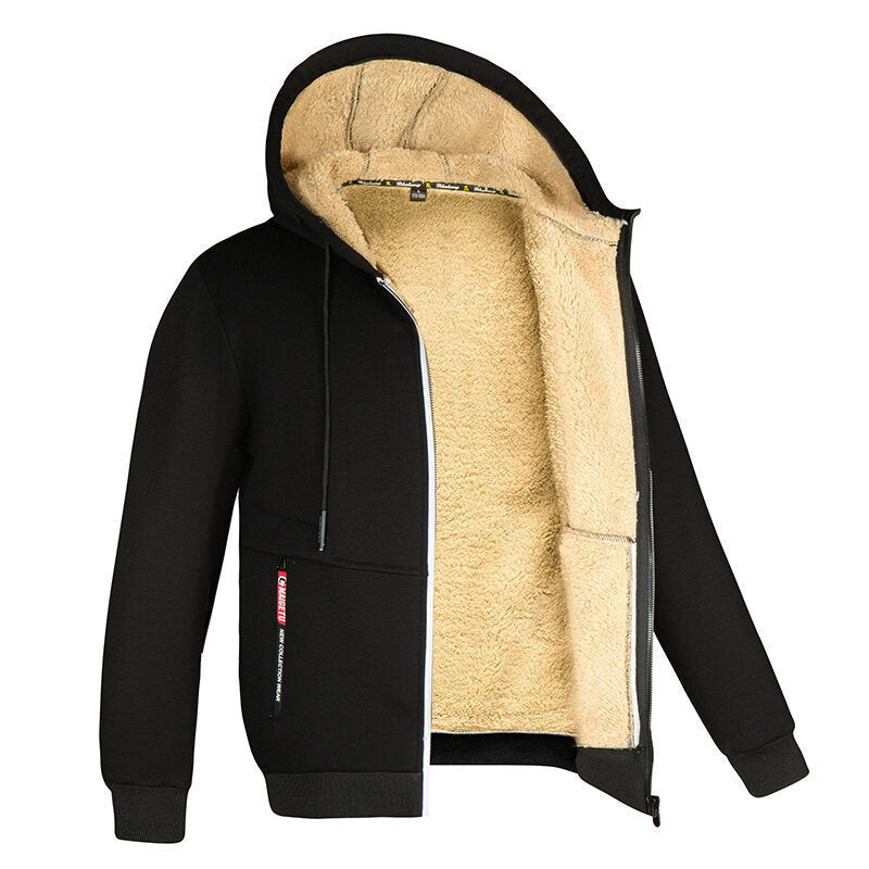 Men's Contrast-Lined Full-Zip Hooded Jacket