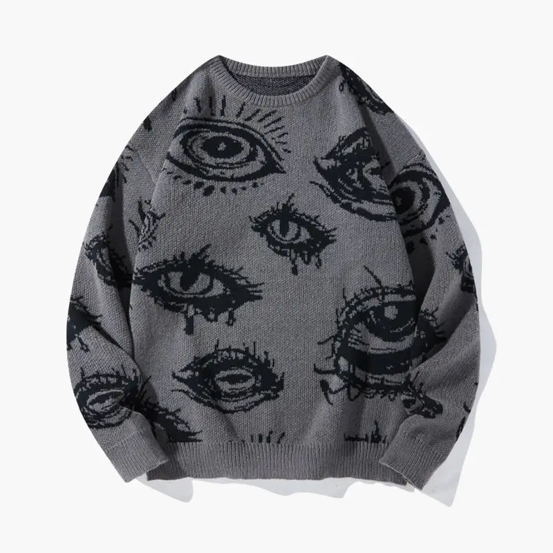 Men's Eye Graphic Knit Pullover Sweater