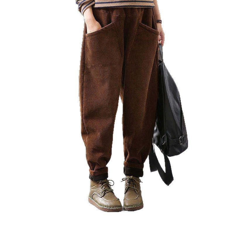 Plus-Size Corduroy Pants – Elastic-Waist Straight Leg