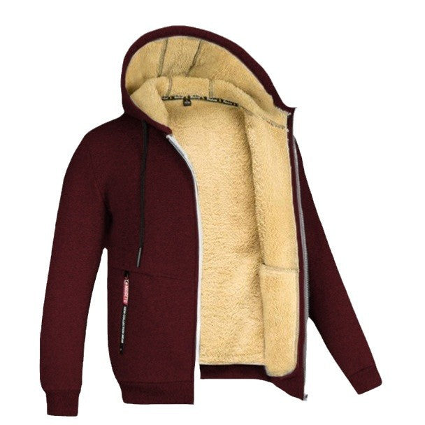 Men's Contrast-Lined Full-Zip Hooded Jacket