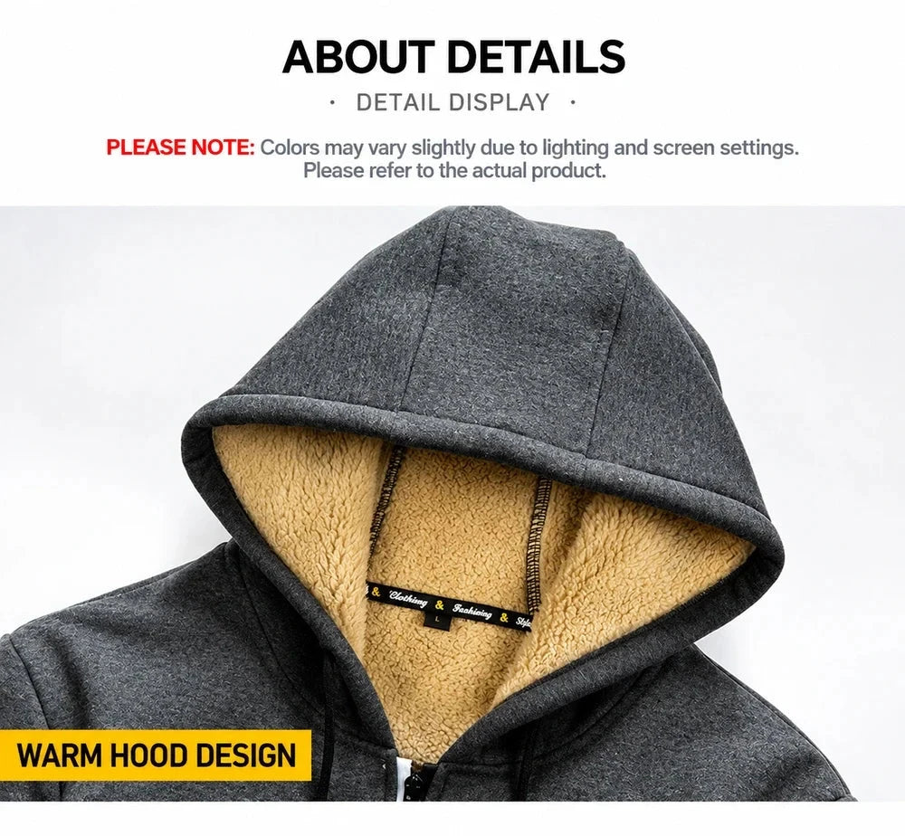 Men's Contrast-Lined Full-Zip Hooded Jacket