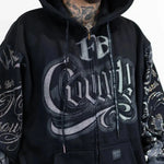 FB County Rhinestone Tatted Up Oversized Hoodie in Grey & Black