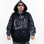 FB County Rhinestone Tatted Up Oversized Hoodie in Grey & Black