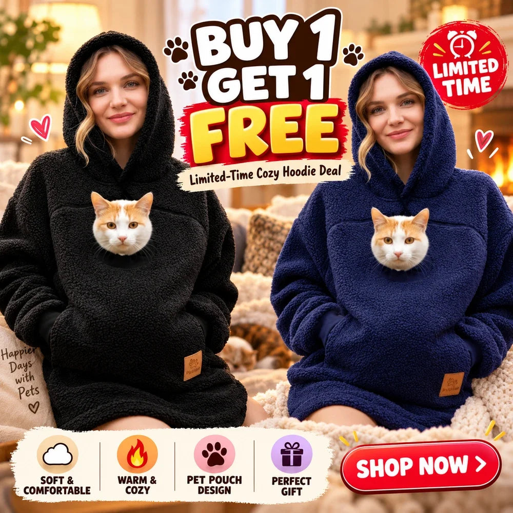 Pet Pocket Hoodie unisex hooded sweatshirt made of lamb wool