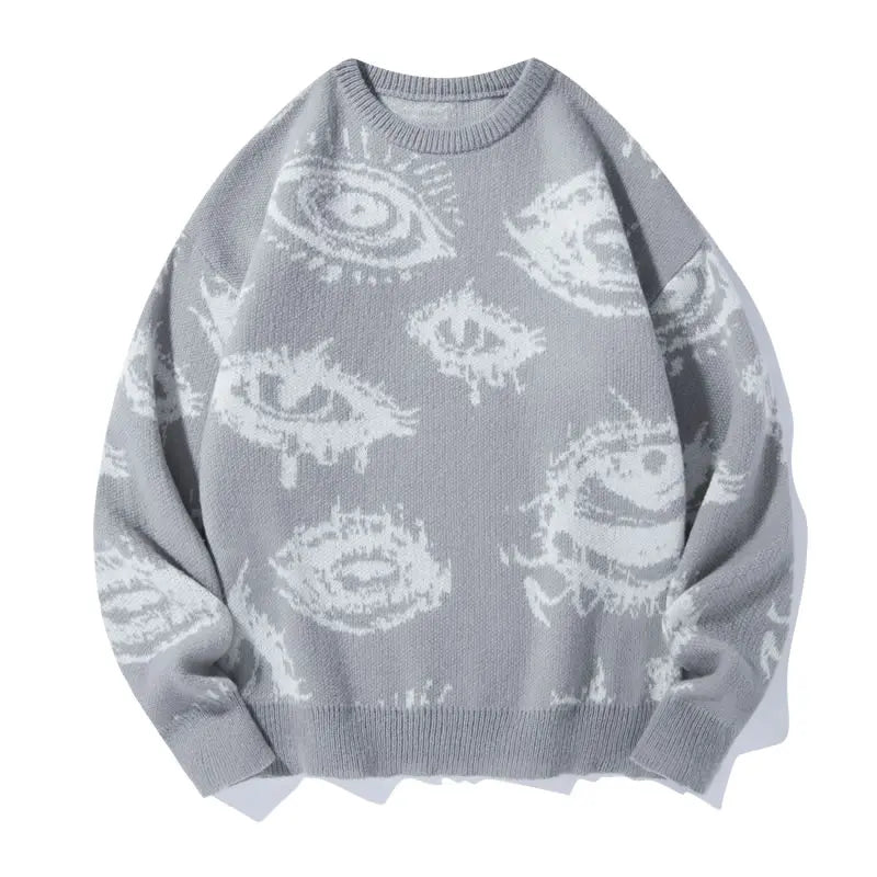 Men's Eye Graphic Knit Pullover Sweater