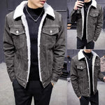 Kingapril Men's Sherpa Lined Denim Jacket Warm Casual Trucker Jacket