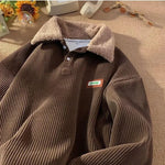 Corduroy Polo Collar Jacket – Vintage Casual Outerwear