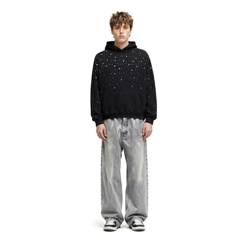 Aelfric Eden Rhinestone Pullover Hoodie Black