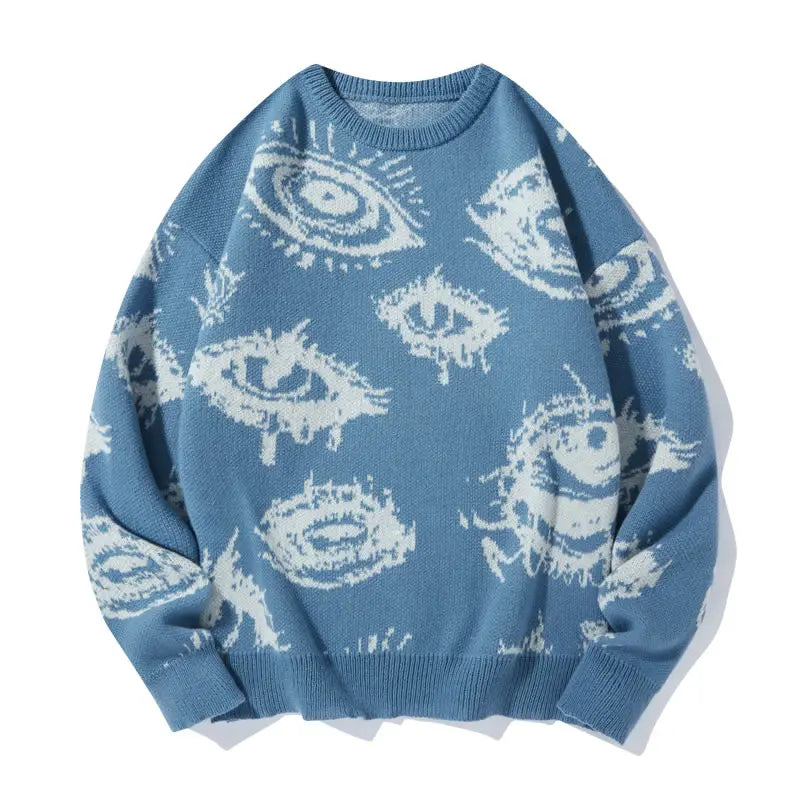 Men's Eye Graphic Knit Pullover Sweater