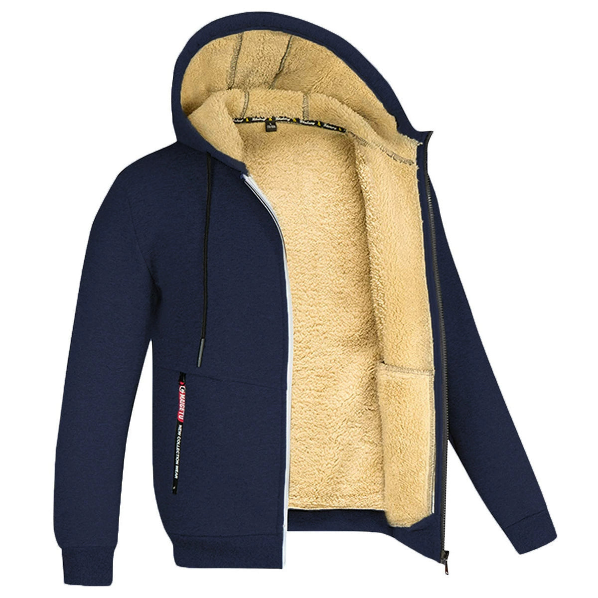 Men's Contrast-Lined Full-Zip Hooded Jacket