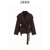 Cider Women's Fringed Wool-Blend Long Wrap Cardigan with Tie Belt
