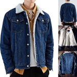 Kingapril Men's Sherpa Lined Denim Jacket Warm Casual Trucker Jacket