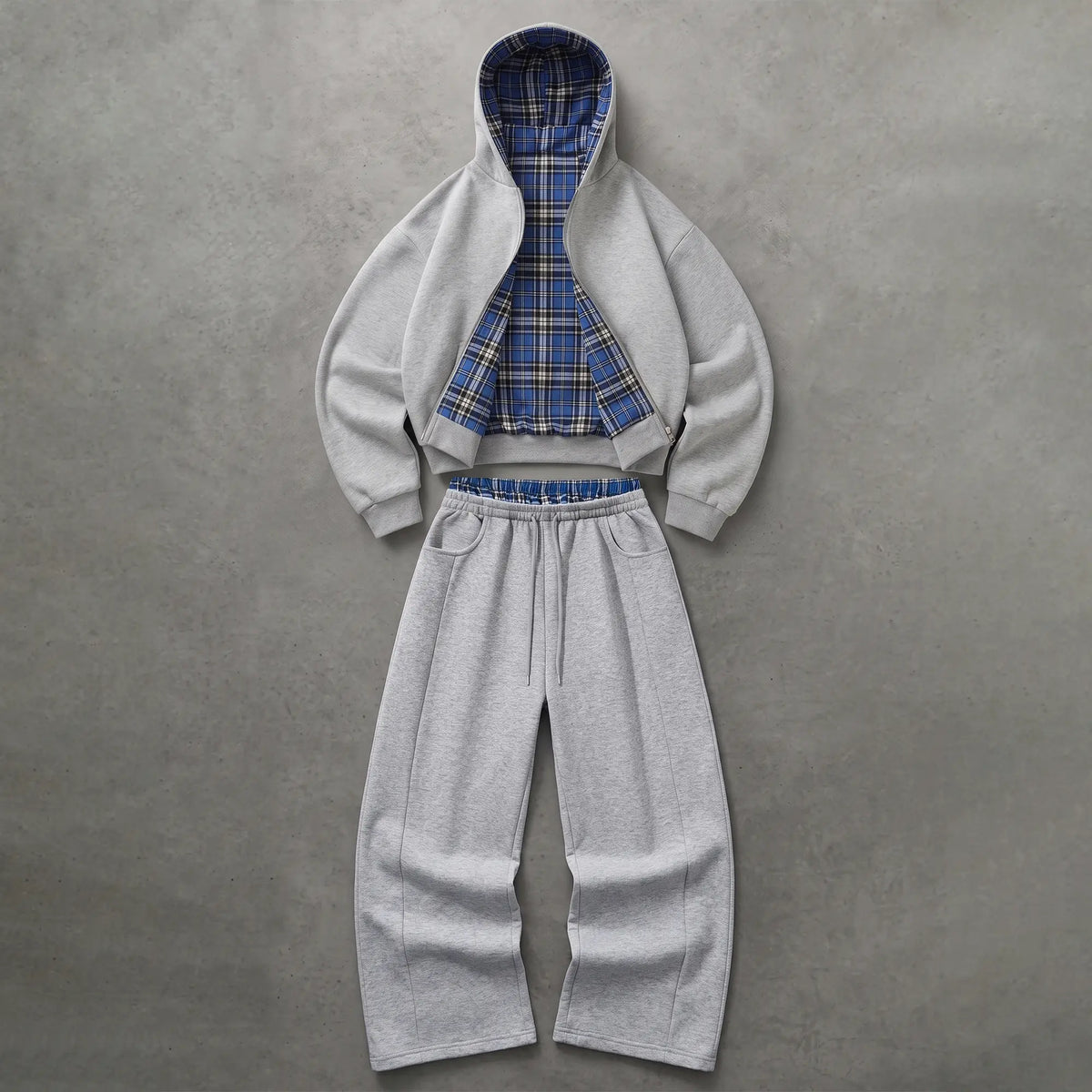 Unisex Cotton Plaid Reversible Hooded Jacket
