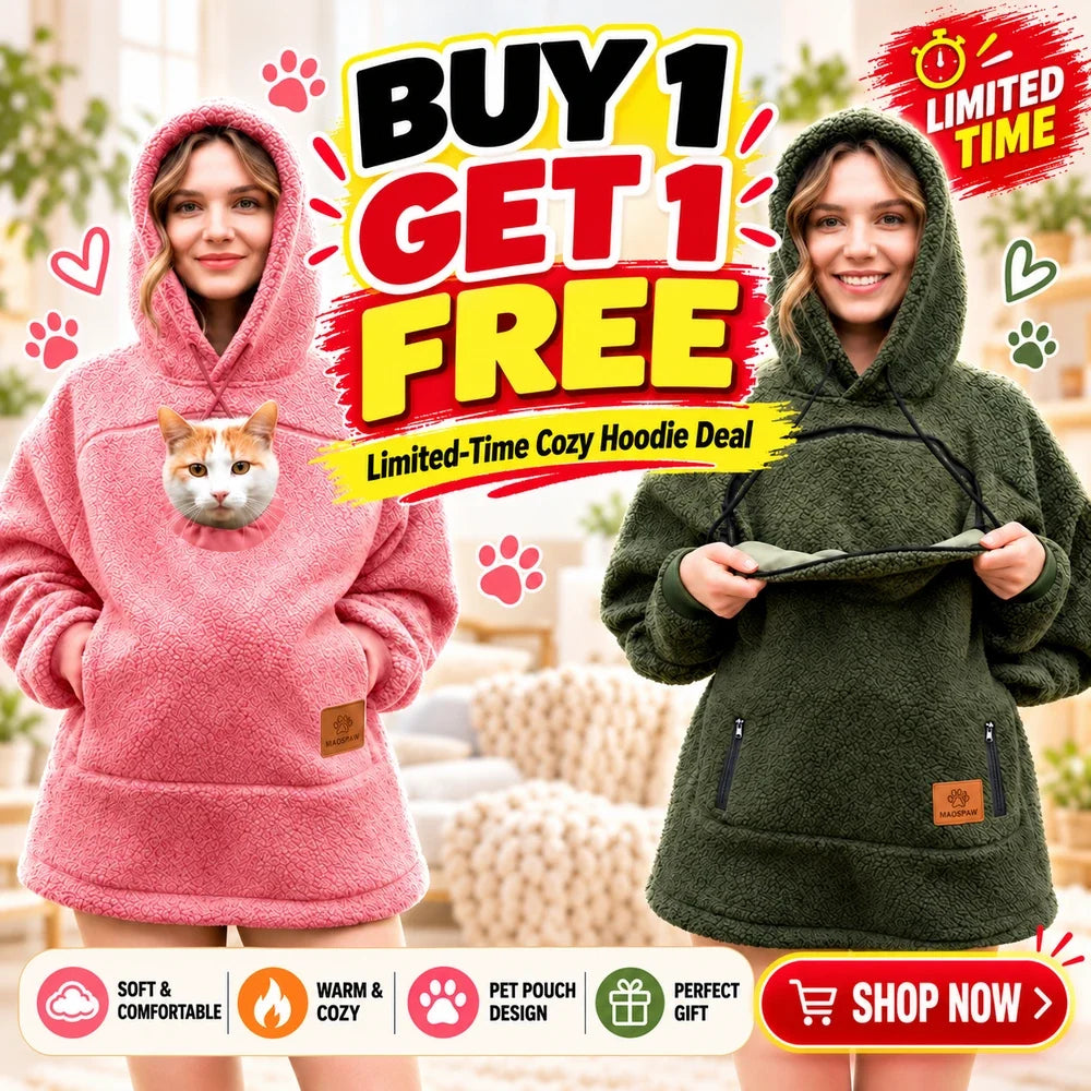 Pet Pocket Hoodie unisex hooded sweatshirt made of lamb wool
