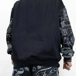 FB County Rhinestone Tatted Up Oversized Hoodie in Grey & Black