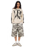 Skull Graphic Waffle Long-Sleeve Cotton T-Shirt