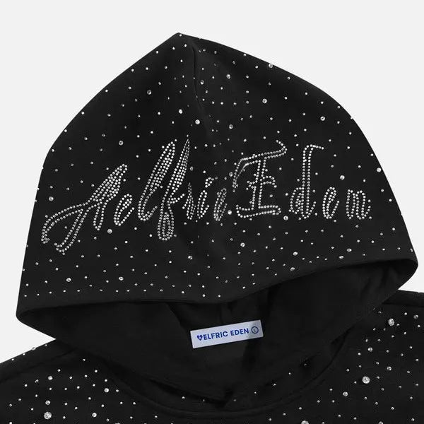 Aelfric Eden Rhinestone Pullover Hoodie Black